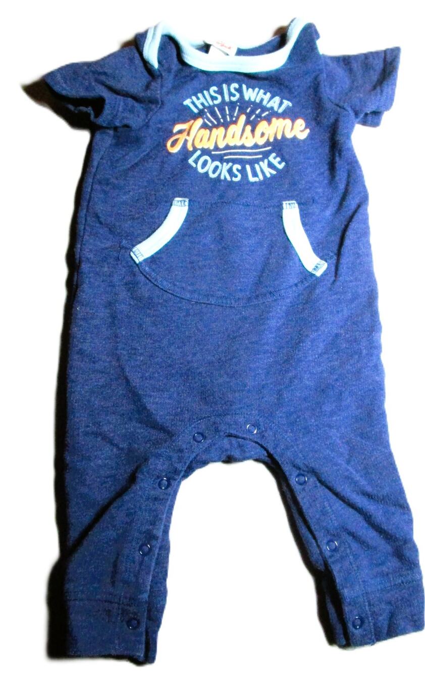 Cat & Jack Infant Dark Blue Romper Winter Weight “Handsome” Graphic Size 6–9M
